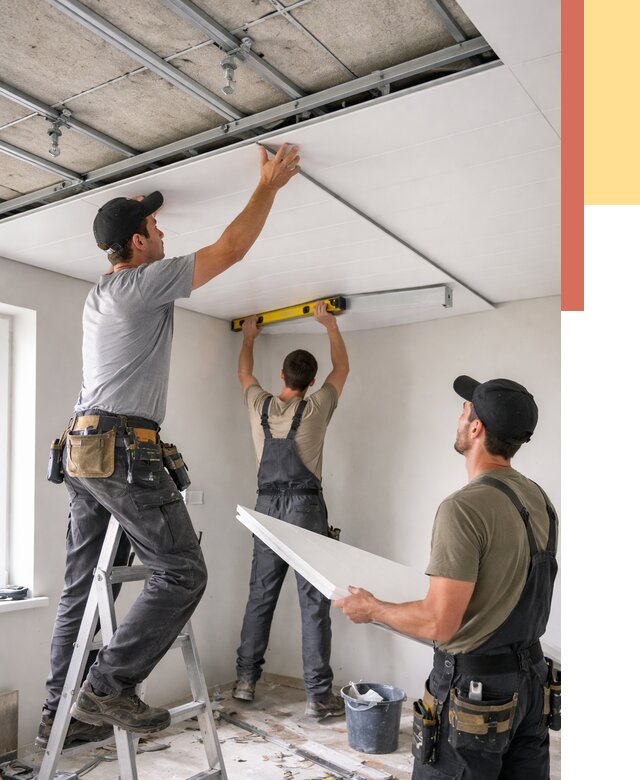 Монтаж потолка из ПВХ панелей в Ишиме от 3638 руб./м2 — быстро и недорого | ОТДЕЛОЧНИК-Шм