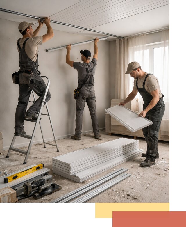 Монтаж потолка из ПВХ панелей в Ишиме оперативно и качественно