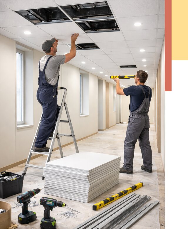 Ремонт потолка Армстронг в Ишиме от 4677 руб. — быстро и недорого | ОТДЕЛОЧНИК-Шм