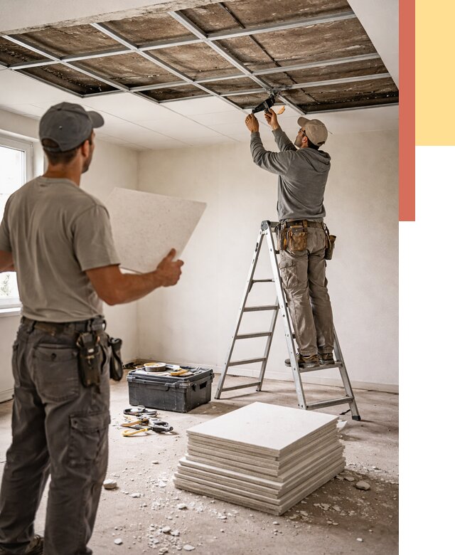 Замена плит подвесного потолка в Ишиме от 1819 руб. быстро и недорого | ОТДЕЛОЧНИК-Шм