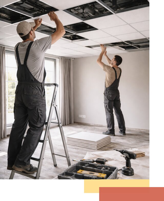 Замена плит подвесного потолка в Ишиме быстро и качественно