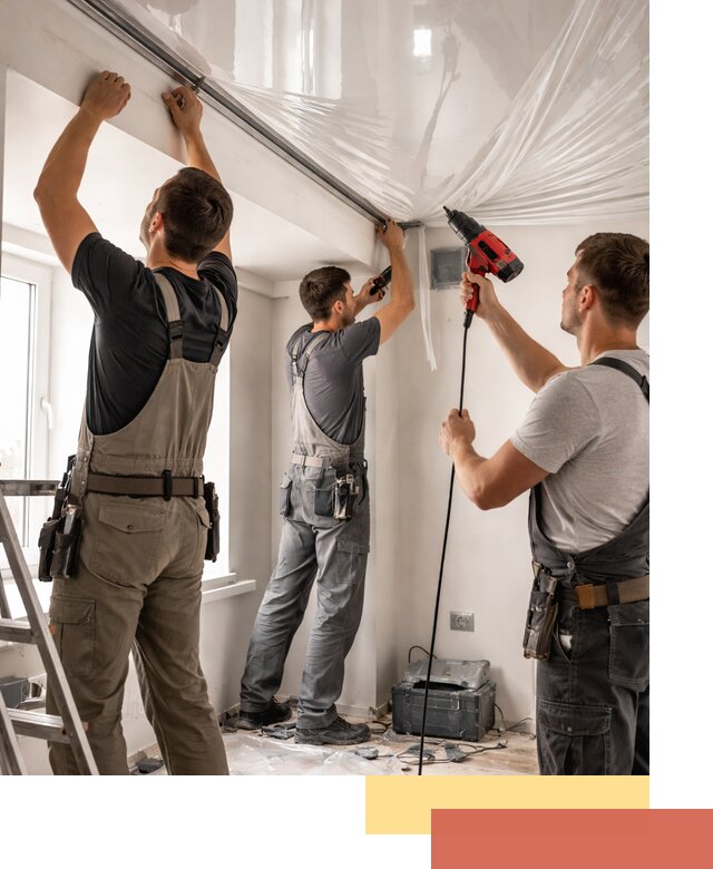 Монтаж глянцевого натяжного потолка в Ишиме быстро и качественно