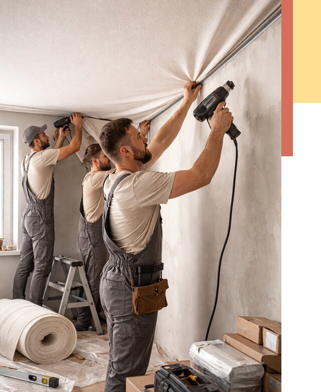 Монтаж фактурного натяжного потолка в Ишиме от 779 руб. — ОТДЕЛОЧНИК-Шм