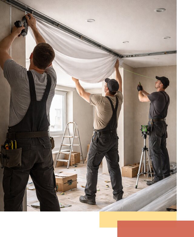 Монтаж парящего натяжного потолка под ключ в Ишиме