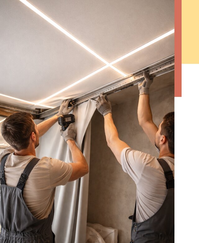 Монтаж натяжного потолка со световыми линиями в Ишиме от 1247 руб. | ОТДЕЛОЧНИК-Шм