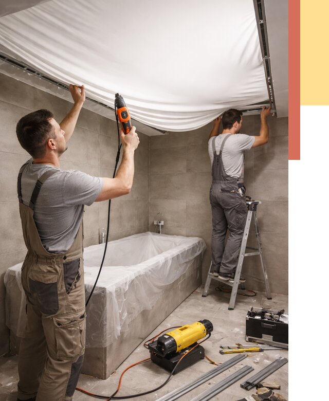 Монтаж натяжного потолка в ванной в Ишиме от 1247 руб. под ключ | ОТДЕЛОЧНИК-Шм