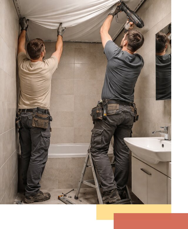 Монтаж натяжного потолка в ванной в Ишиме быстро и качественно