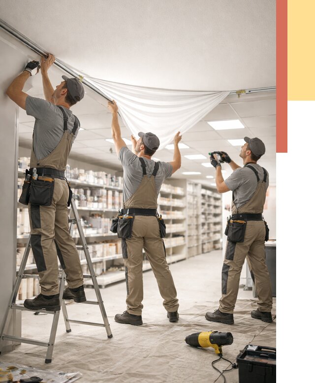 Монтаж натяжного потолка в магазине в Ишиме от 4677 руб. быстро и недорого | ОТДЕЛОЧНИК-Шм