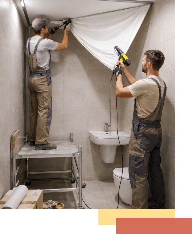 Монтаж натяжного потолка в санузле в Ишиме