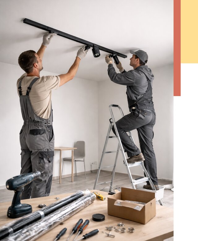 Установка трековых светильников в натяжной потолок в Ишиме от 4365 руб. | ОТДЕЛОЧНИК-Шм