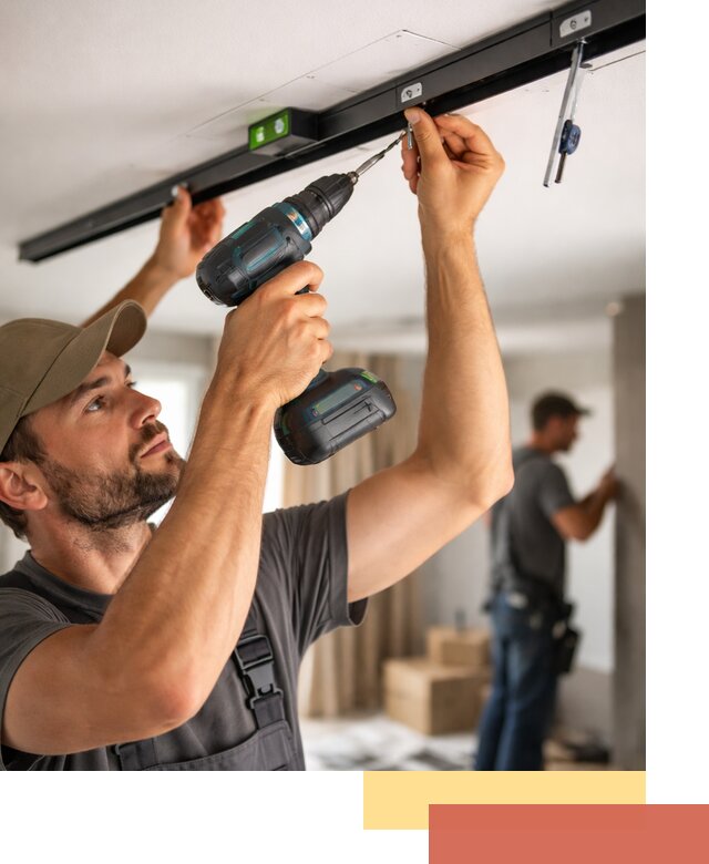 Установка трековых светильников в натяжной потолок в Ишиме