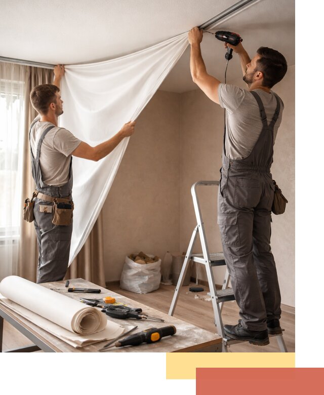 Замена полотна натяжного потолка в Ишиме быстро и качественно