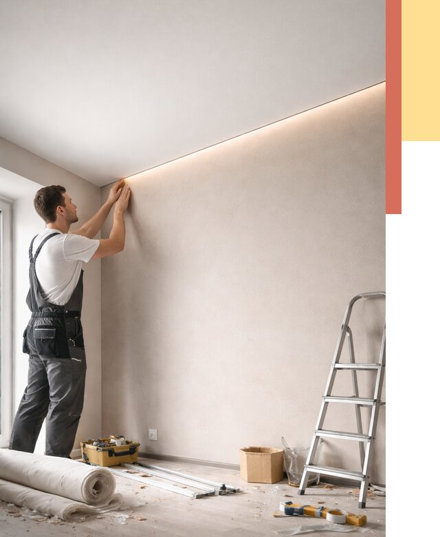 Теневые натяжные потолки в Ишиме от 8522 руб. под ключ | ОТДЕЛОЧНИК-Шм