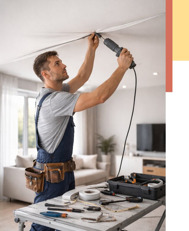 Ремонт натяжных потолков в Ишиме от 9873 руб. под ключ — ОТДЕЛОЧНИК-Шм