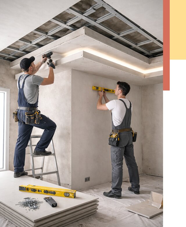 Двухуровневый потолок из гипсокартона в Ишиме от 1507 руб. под ключ | ОТДЕЛОЧНИК-Шм