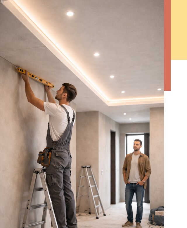 Потолок из гипсокартона с подсветкой в Ишиме от 779 руб./м2 под ключ | ОТДЕЛОЧНИК-Шм