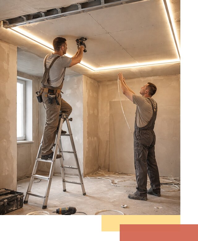 Потолок из гипсокартона с подсветкой в Ишиме