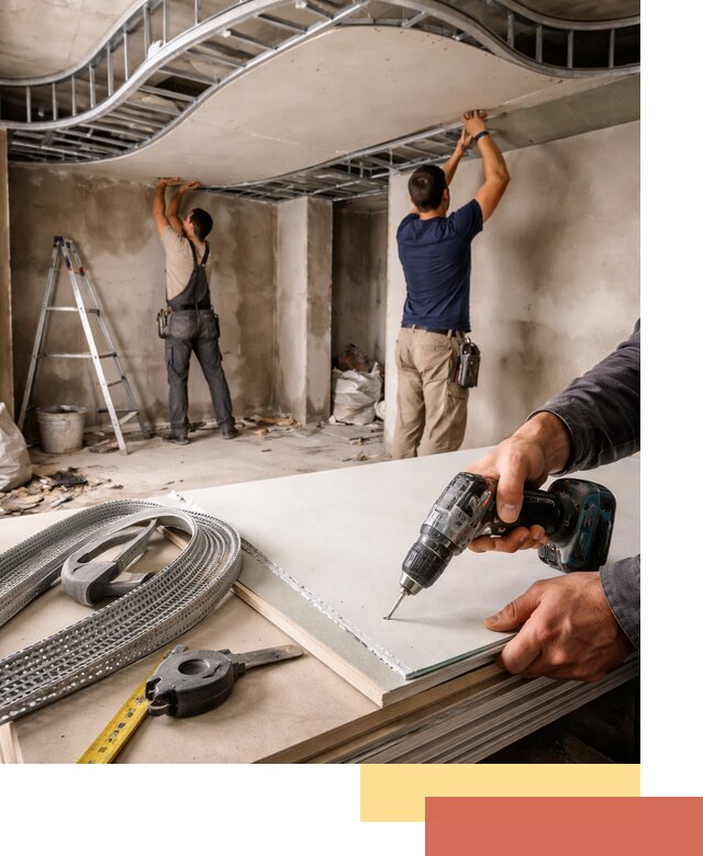 Криволинейный потолок из гипсокартона в Ишиме — монтаж и отделка