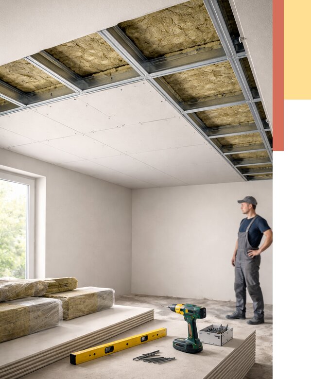 Звукоизоляция потолка ГКЛ в Ишиме от 987 руб. — монтаж под ключ | ОТДЕЛОЧНИК-Шм