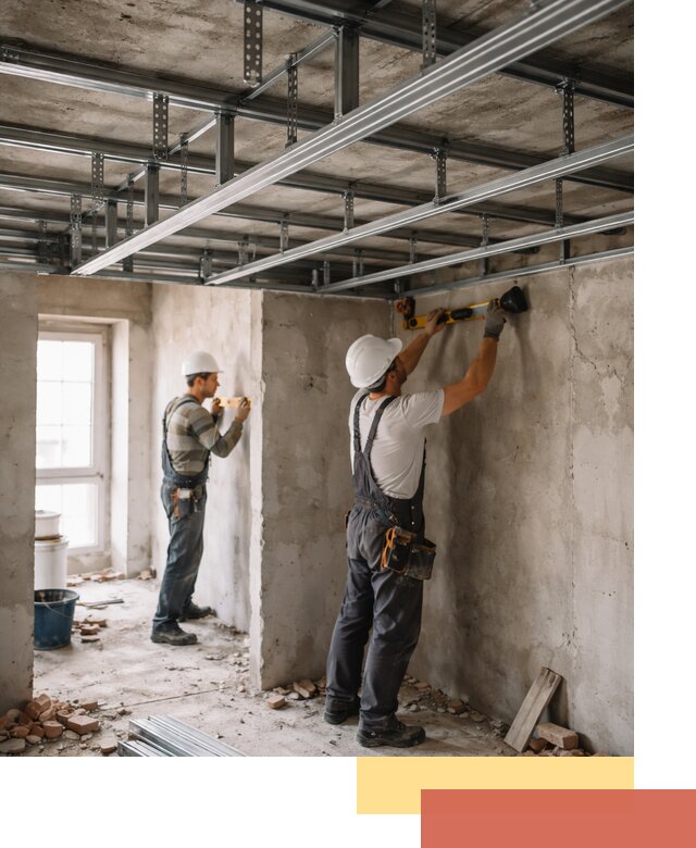 Монтаж каркаса потолка из профильного профиля в Ишиме