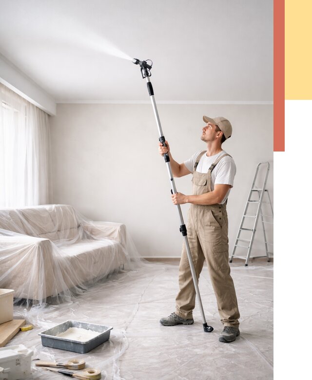 Покраска потолка краскопультом в Ишиме от 4677 руб. быстро и недорого | ОТДЕЛОЧНИК-Шм